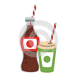 Cola soda bottle and cup to go with straw