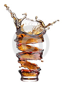 Cola splash isolated on white