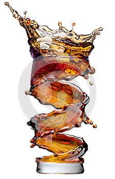 Cola splash isolated on white