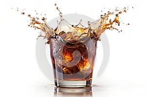 Cola splash isolated on white background