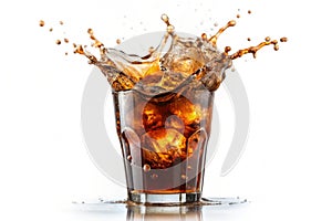 Cola splash isolated on white