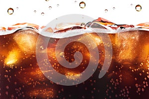 Cola Splashing background with soda bubble. Soft drink or Refreshment