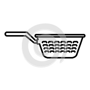 Colander cook drainer icon outline vector. Handle metal tool photo