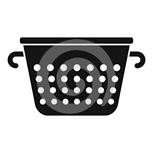 Colander cook drainer icon simple vector. Handle metal tool photo