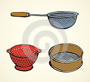 Colander. Vector drawing