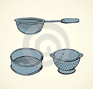 Colander. Vector drawing