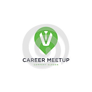 Colar, tie and map pin marker career job meetup logo app icon photo