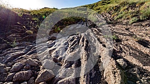 Colata di lava solida - Roccia lavica sul vulcano Etna-Sicilia photo