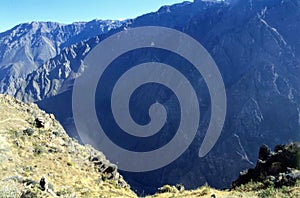 The Colca Canyon is the deepest in the world aerial view Andes mountain range Peru