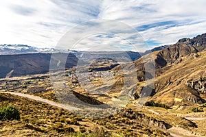 Colca Canyon, Peru,South America The Incas to build Farming terraces with Pond and Cliff One of the deepest canyons