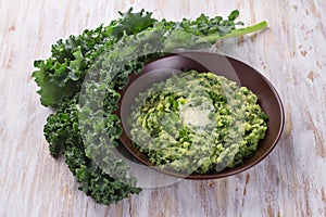 Colcannon, mashed potatoes with cale cabbage and green onions, traditional Irish dish