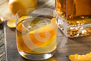 Cold Alcoholic Old Fashioned Bourbon Whiskey Cocktail