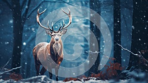 Cold animals nature snow wild landscape christmas forest male deer winter white wildlife