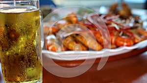 Cold Beer With Grilled Shrimp