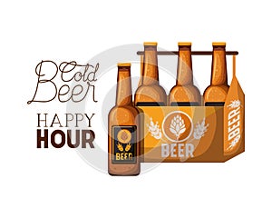 Cold beer happy hour label with box