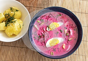 Cold beet soup. Lthuanian traditional cuisine