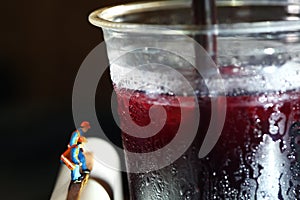 Cold beverage plastic cup scene.