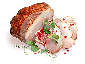 Cold boiled pork decorated with pomegranate...