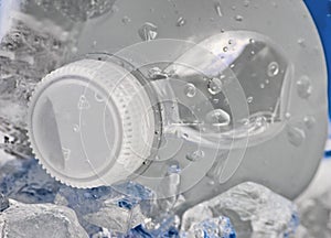 Cold Bottle of Water in cooler with ice