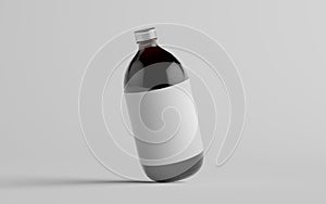 Cold Brew Coffee Amber / Brown Large Glass Bottle Packaging Mockup - One Bottle. Blank Label