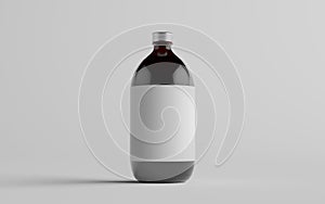 Cold Brew Coffee Amber / Brown Large Glass Bottle Packaging Mockup - One Bottle. Blank Label