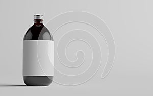 Cold Brew Coffee Amber / Brown Large Glass Bottle Packaging Mockup - One Bottle. Blank Label