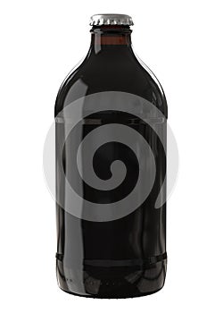 Cold Brew Coffee Bottle. Black and Brown Stubby Bottle. 12oz 11oz or 355ml 330ml volume Isolated on White Background Close-Up.