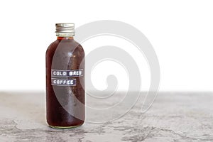 Cold brew coffee in a glass bottle