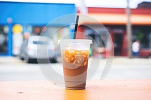 cold brew coffee in a to-go cup with lid