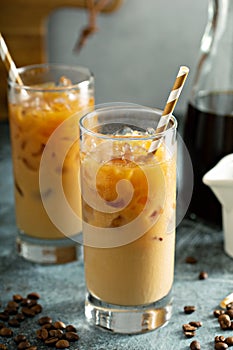 Cold brew iced coffee in tall glasses