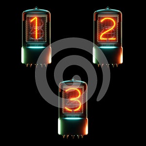 Cold cathode tube alphabet - digits 1-3