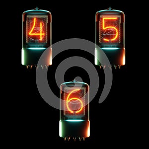 Cold cathode tube alphabet - digits 4-6