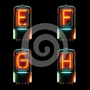 Cold cathode tube alphabet - letters E-H