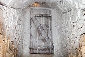 Cold cellar with vintage door