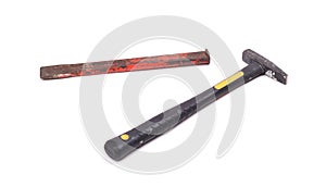 Cold chisel and hammer isolated