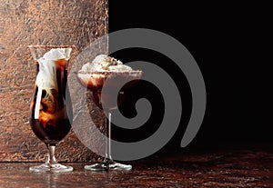 Cold coffee and chocolate cocktails