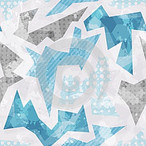 Cold color geometric seamless pattern