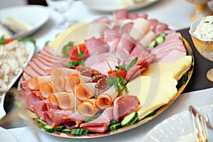 Cold cuts in a plate