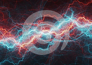 Cold cyan and hot red lightning