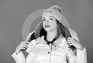 cold days. happy winter holidays. its christmas. beauty in winter clothing. cold season shopping. girl in beanie. faux