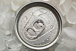 Cold drink in metal can with pull ring