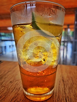 Cold Drink with Lemon Slice photo