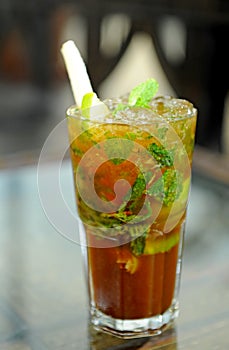 Cold drink with lime