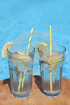 Cold drinks with lemons