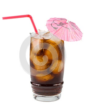 Cold fizzy cola with ice
