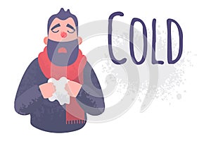 Cold flu banner. Ill virus sick concept