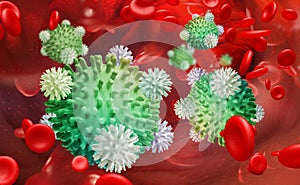 Cold and flu. Leukocytes attack the virus. Immunity of the body