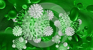 Cold and flu. Leukocytes attack the virus. Immunity of the body photo