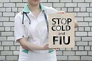 Cold and flu stop concept. photo
