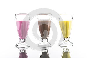 Cold and fresh summer frappes on bright background